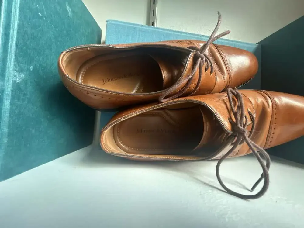 Johnston & Murphy Men's Tan Leather Cap Toe Derby Dress Shoes Model 59 2540